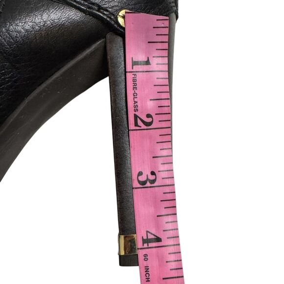 Tory Burch Boots Womens Size 9.5 Black Leather Tall Knee High Gold Buckle 1783 - Picture 6 of 9